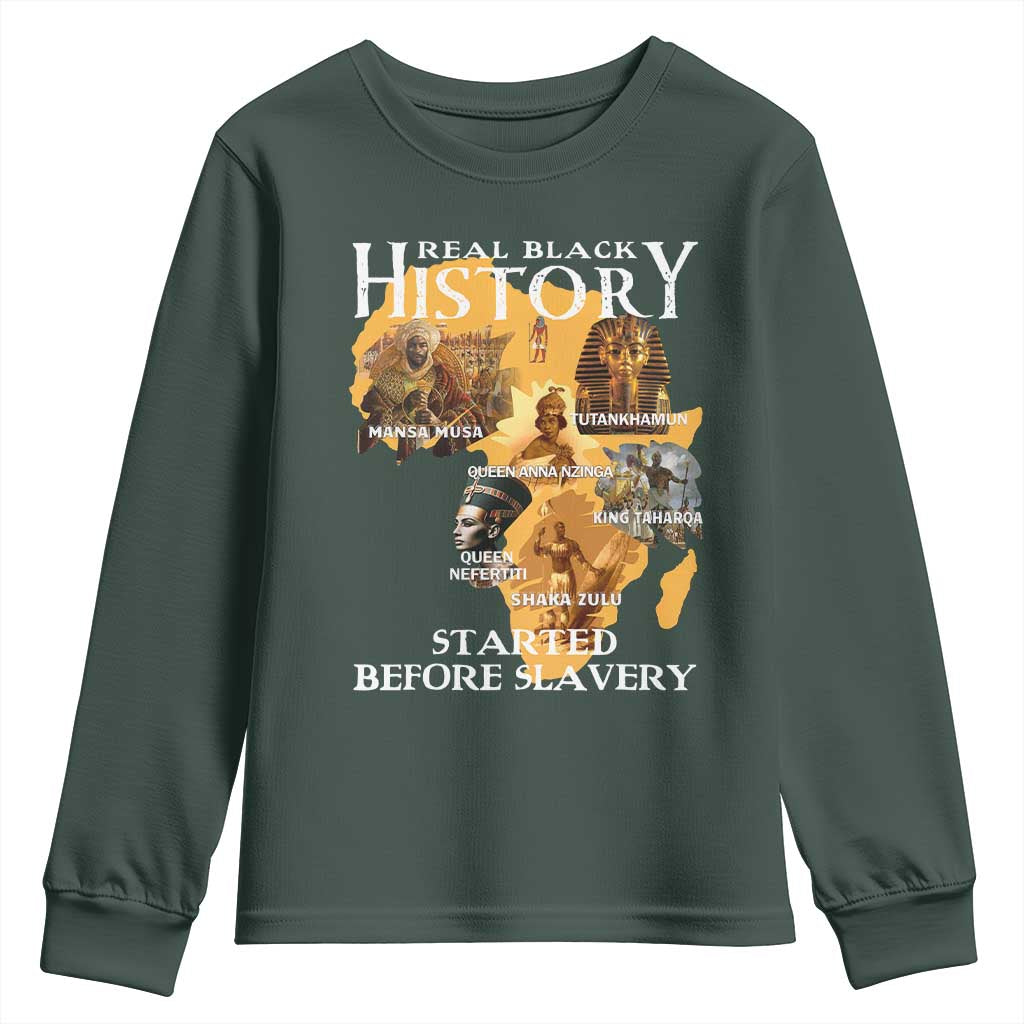 Black History Youth Sweatshirt Didnt Start With Slavery TS10 Dark Forest Green Print Your Wear