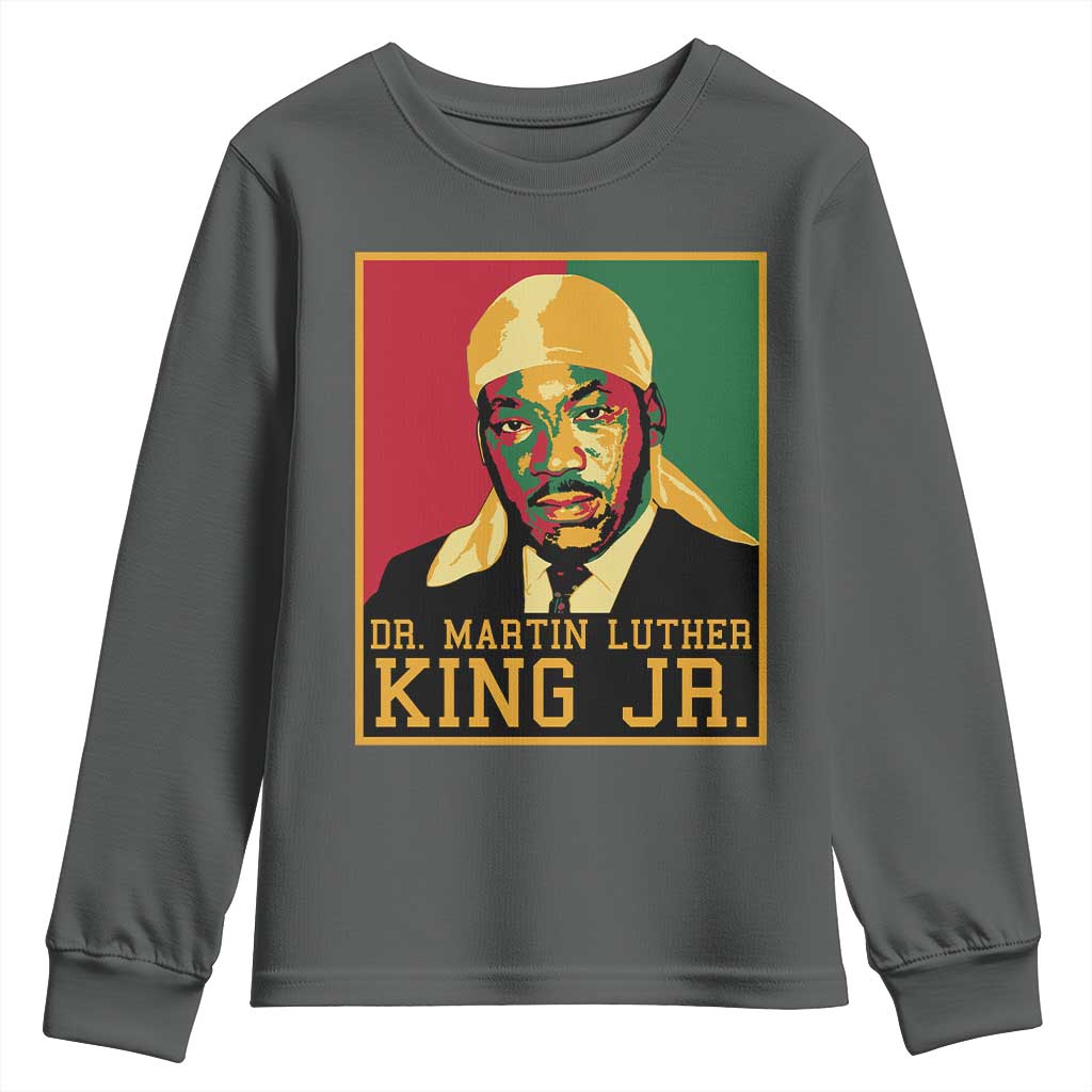 Martin Luther King Youth Sweatshirt Retro MLK Day TS10 Dark Heather Print Your Wear