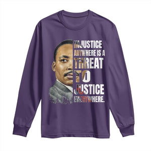 Martin Luther King Jr. Long Sleeve Shirt Civil Rights Injustice Anywhere Is a Threat To Justice Everywhere TS10 Purple Print Your Wear