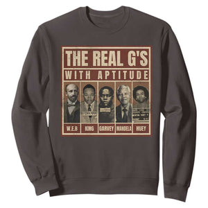 Black History Month Sweatshirt The Real G's Black Leaders TS10 Dark Chocolate Print Your Wear