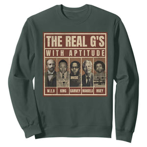 Black History Month Sweatshirt The Real G's Black Leaders TS10 Dark Forest Green Print Your Wear