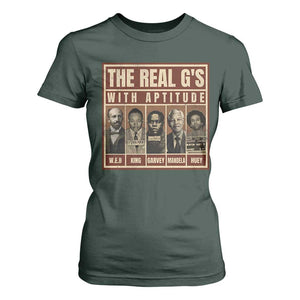 Black History Month T Shirt For Women The Real G's Black Leaders TS10 Dark Forest Green Print Your Wear