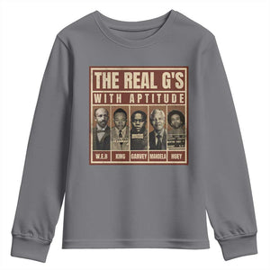 Black History Month Youth Sweatshirt The Real G's Black Leaders TS10 Charcoal Print Your Wear