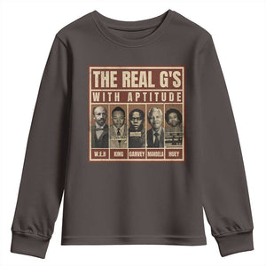 Black History Month Youth Sweatshirt The Real G's Black Leaders TS10 Dark Chocolate Print Your Wear