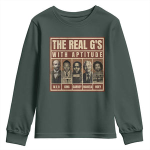 Black History Month Youth Sweatshirt The Real G's Black Leaders TS10 Dark Forest Green Print Your Wear