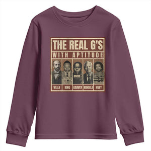 Black History Month Youth Sweatshirt The Real G's Black Leaders TS10 Maroon Print Your Wear