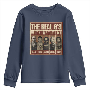 Black History Month Youth Sweatshirt The Real G's Black Leaders TS10 Navy Print Your Wear