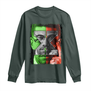 Malcolm X Long Sleeve Shirt Black History Month TS10 Dark Forest Green Print Your Wear