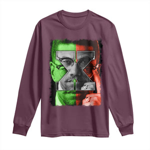 Malcolm X Long Sleeve Shirt Black History Month TS10 Maroon Print Your Wear