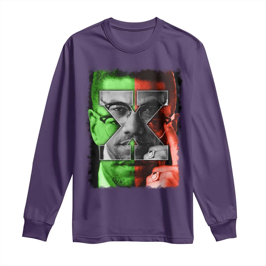 Malcolm X Long Sleeve Shirt Black History Month TS10 Purple Print Your Wear