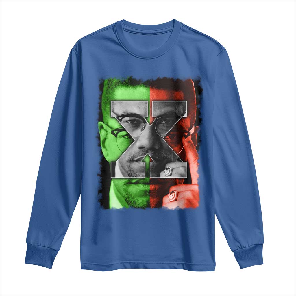 Malcolm X Long Sleeve Shirt Black History Month TS10 Royal Blue Print Your Wear
