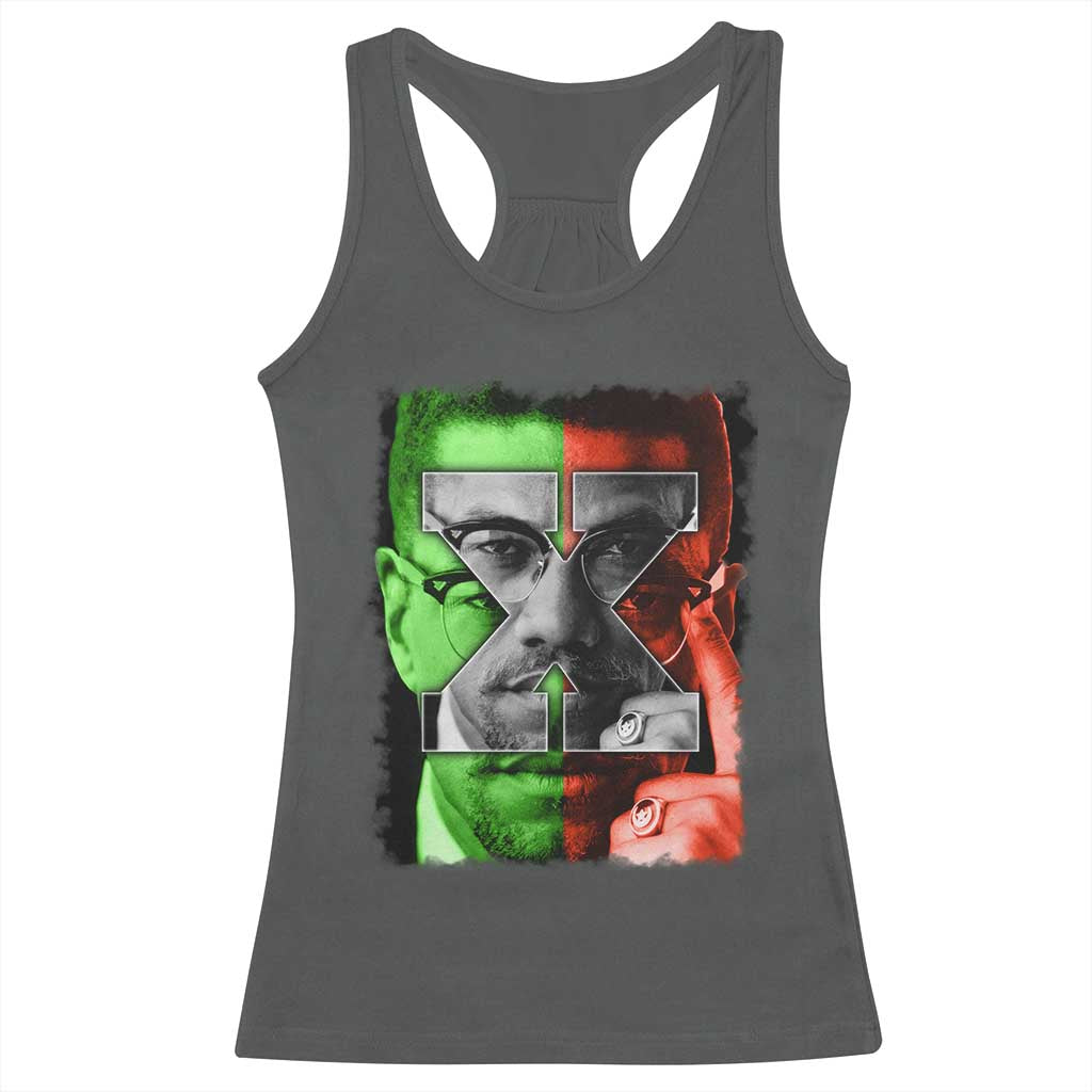 Malcolm X Racerback Tank Top Black History Month TS10 Dark Heather Print Your Wear
