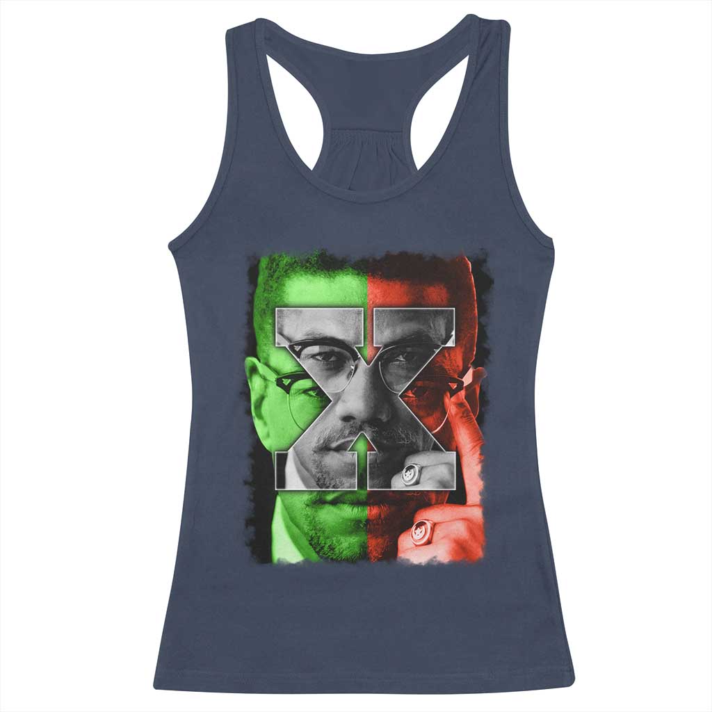 Malcolm X Racerback Tank Top Black History Month TS10 Navy Print Your Wear