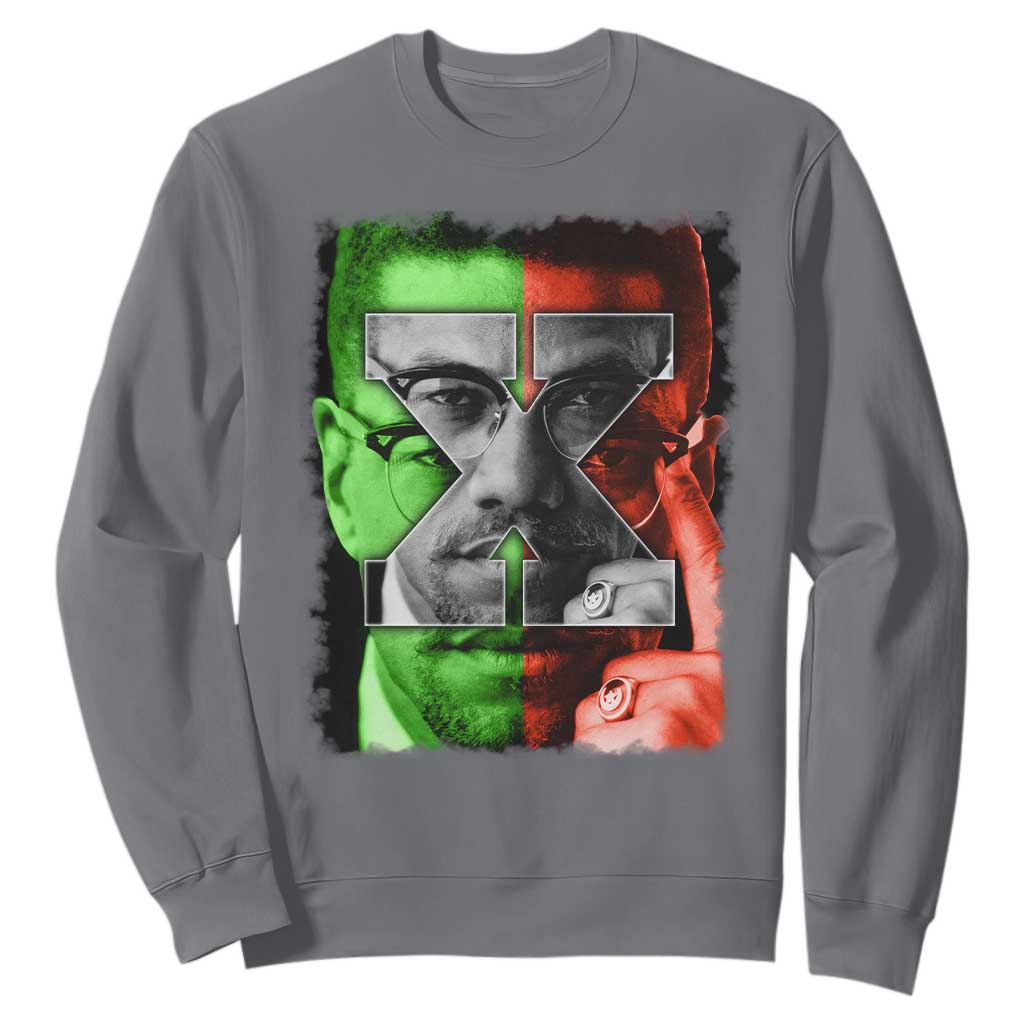 Malcolm X Sweatshirt Black History Month TS10 Charcoal Print Your Wear
