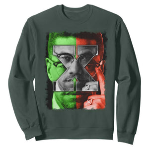 Malcolm X Sweatshirt Black History Month TS10 Dark Forest Green Print Your Wear