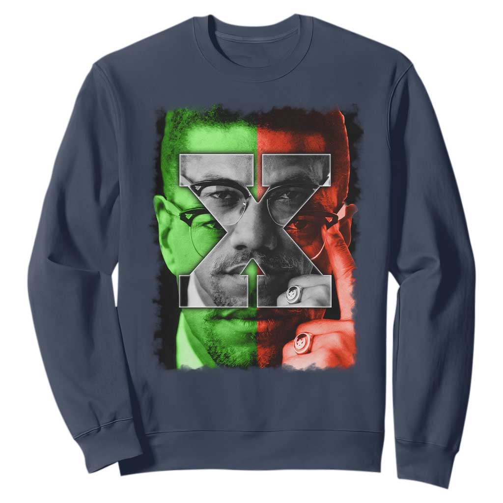 Malcolm X Sweatshirt Black History Month TS10 Navy Print Your Wear