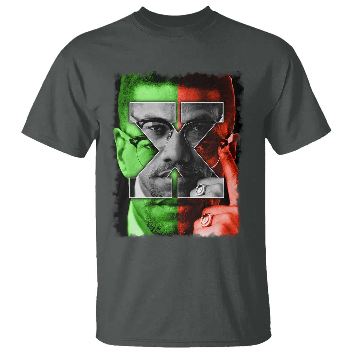 Malcolm X T Shirt Black History Month TS10 Dark Heather Print Your Wear
