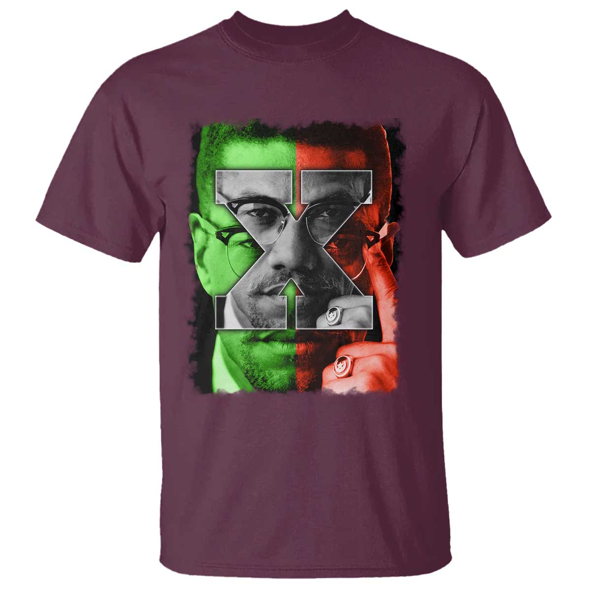 Malcolm X T Shirt Black History Month TS10 Maroon Print Your Wear