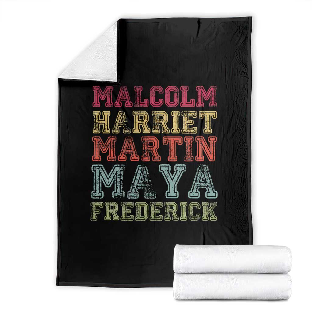 Black History Month Throw Blanket Malcolm Harriet Martin Maya Frederick Civil Right Leaders TS10 Black Print Your Wear