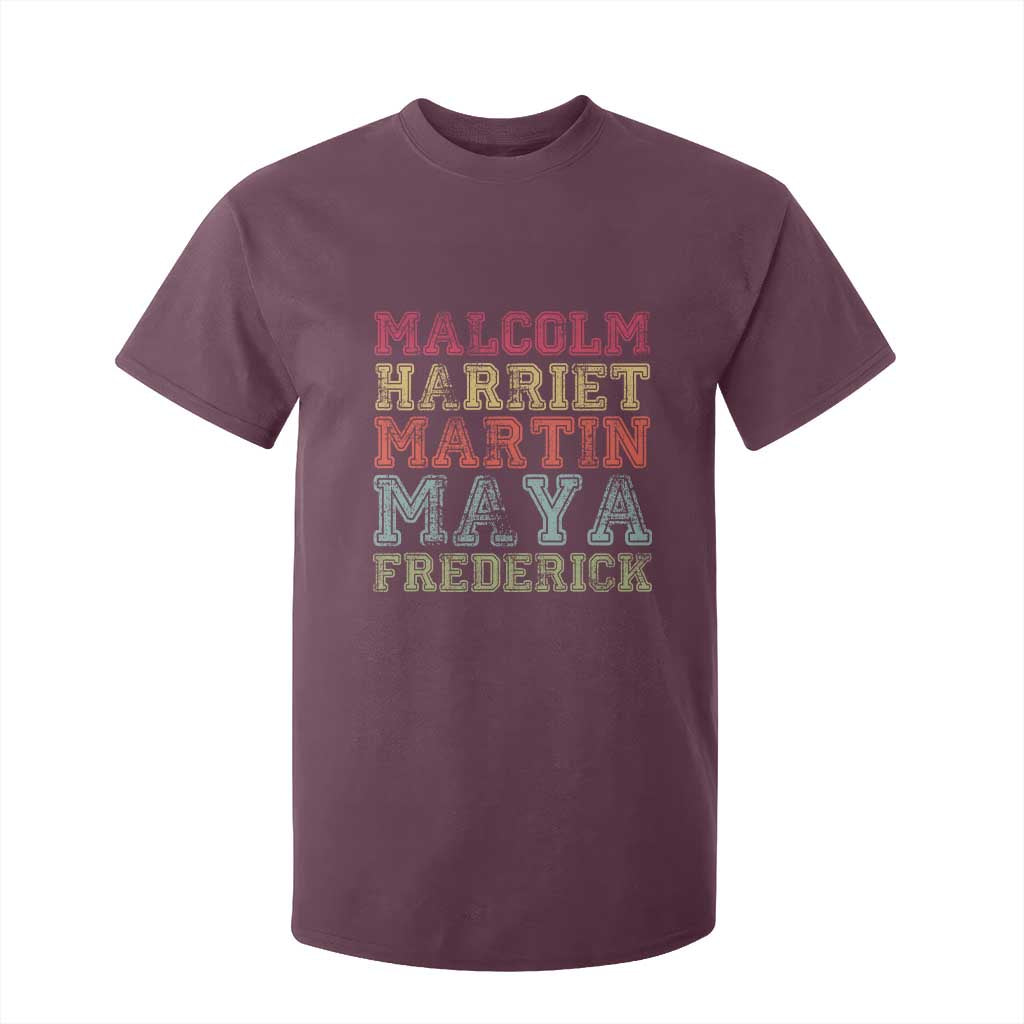 Black History Month T Shirt For Kid Malcolm Harriet Martin Maya Frederick Civil Right Leaders TS10 Maroon Print Your Wear