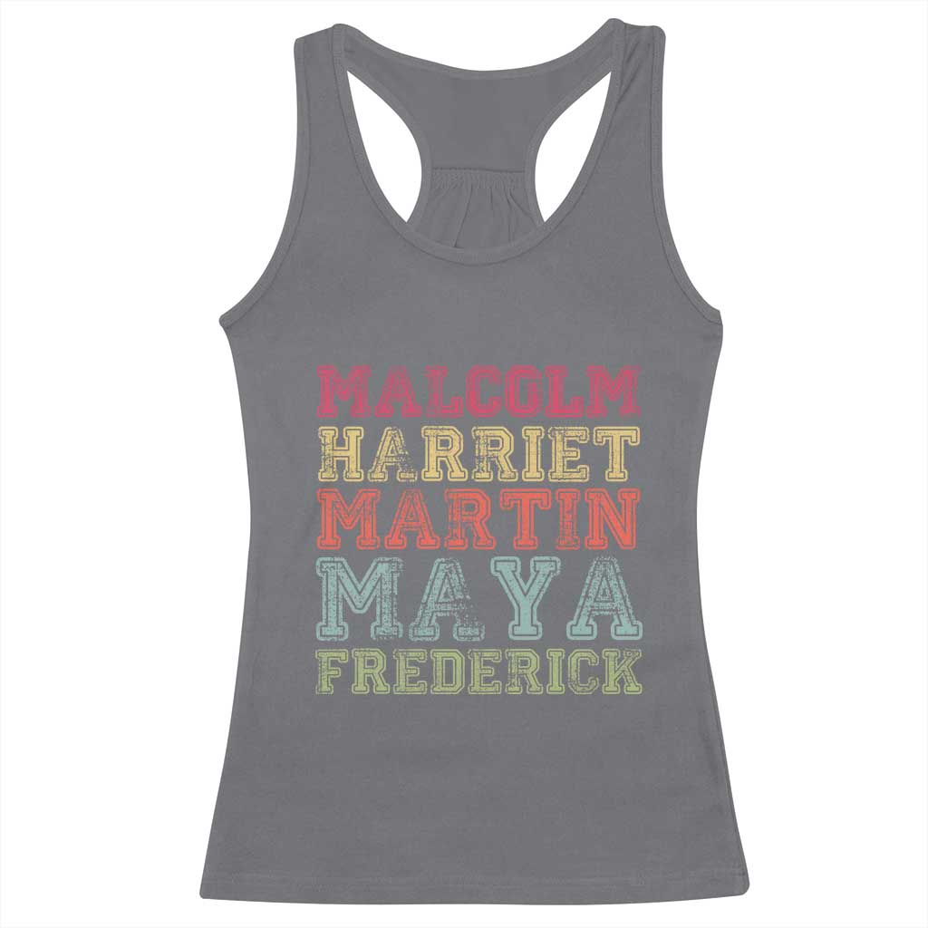 Black History Month Racerback Tank Top Malcolm Harriet Martin Maya Frederick Civil Right Leaders TS10 Charcoal Print Your Wear