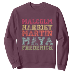 Black History Month Sweatshirt Malcolm Harriet Martin Maya Frederick Civil Right Leaders TS10 Maroon Print Your Wear