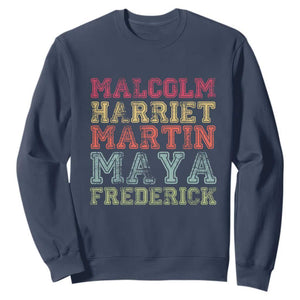 Black History Month Sweatshirt Malcolm Harriet Martin Maya Frederick Civil Right Leaders TS10 Navy Print Your Wear