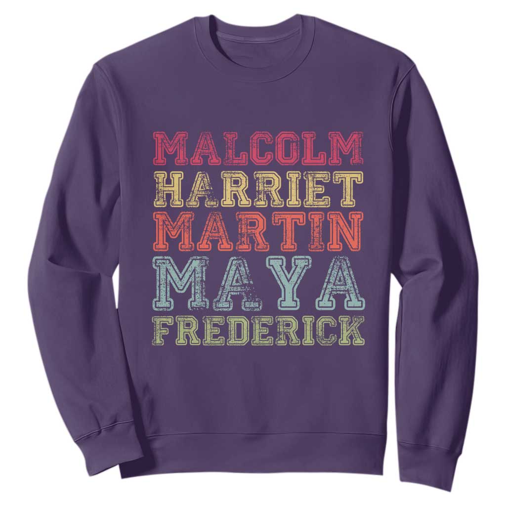 Black History Month Sweatshirt Malcolm Harriet Martin Maya Frederick Civil Right Leaders TS10 Purple Print Your Wear