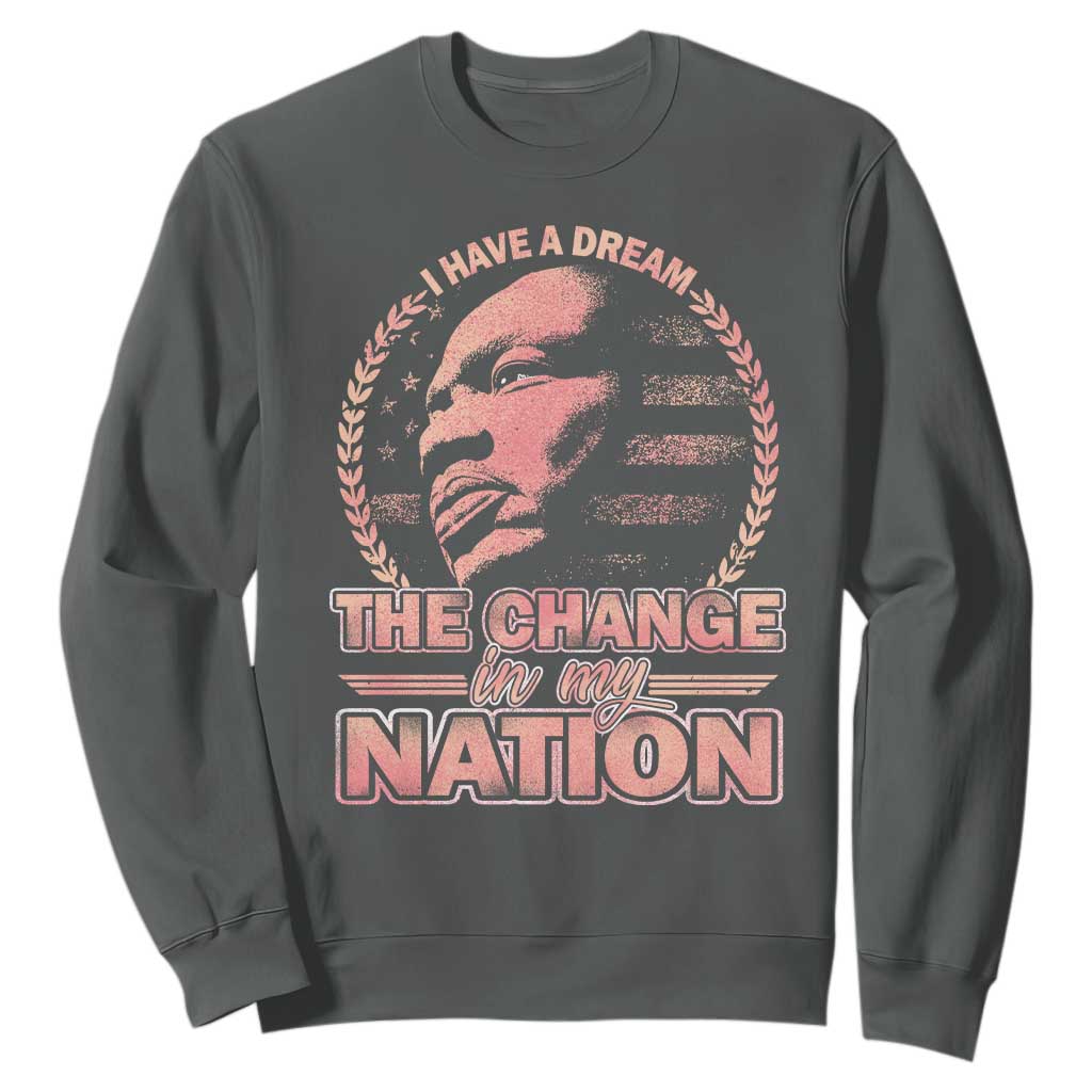 Martin Luther King Sweatshirt Retro Black History Month Civil Rights TS10 Dark Heather Print Your Wear