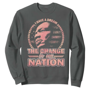 Martin Luther King Sweatshirt Retro Black History Month Civil Rights TS10 Dark Heather Print Your Wear