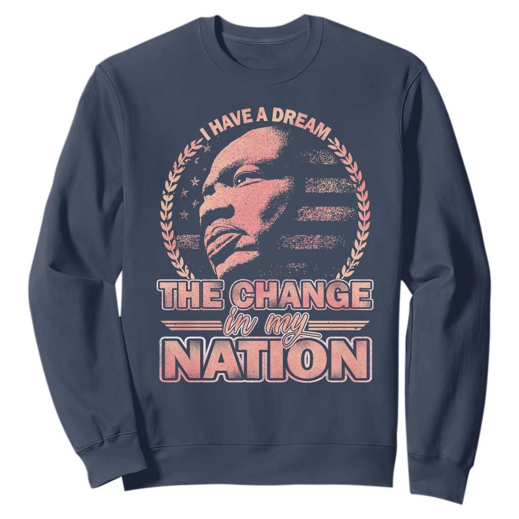 Martin Luther King Sweatshirt Retro Black History Month Civil Rights TS10 Navy Print Your Wear