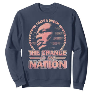 Martin Luther King Sweatshirt Retro Black History Month Civil Rights TS10 Navy Print Your Wear