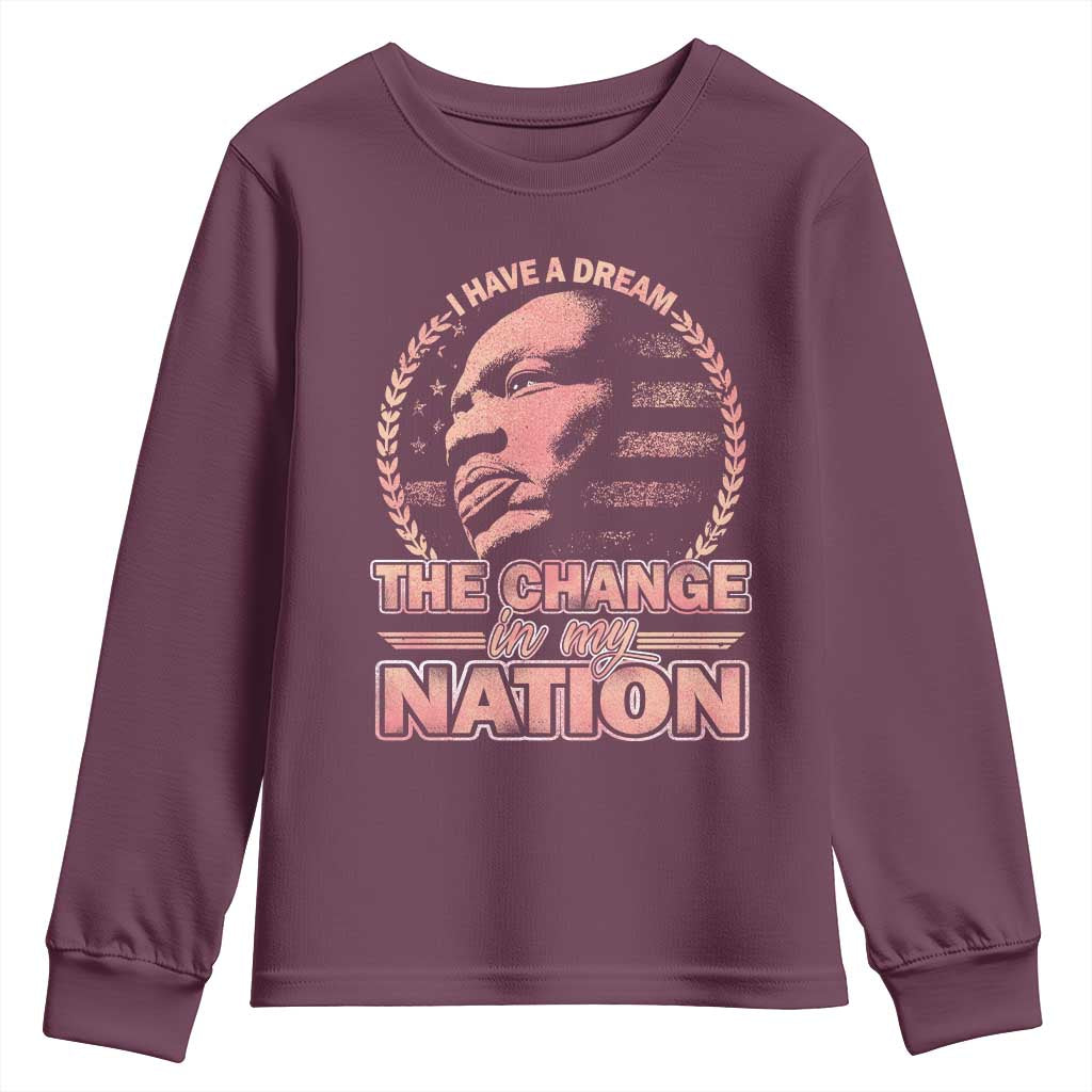 Martin Luther King Youth Sweatshirt Retro Black History Month Civil Rights TS10 Maroon Print Your Wear