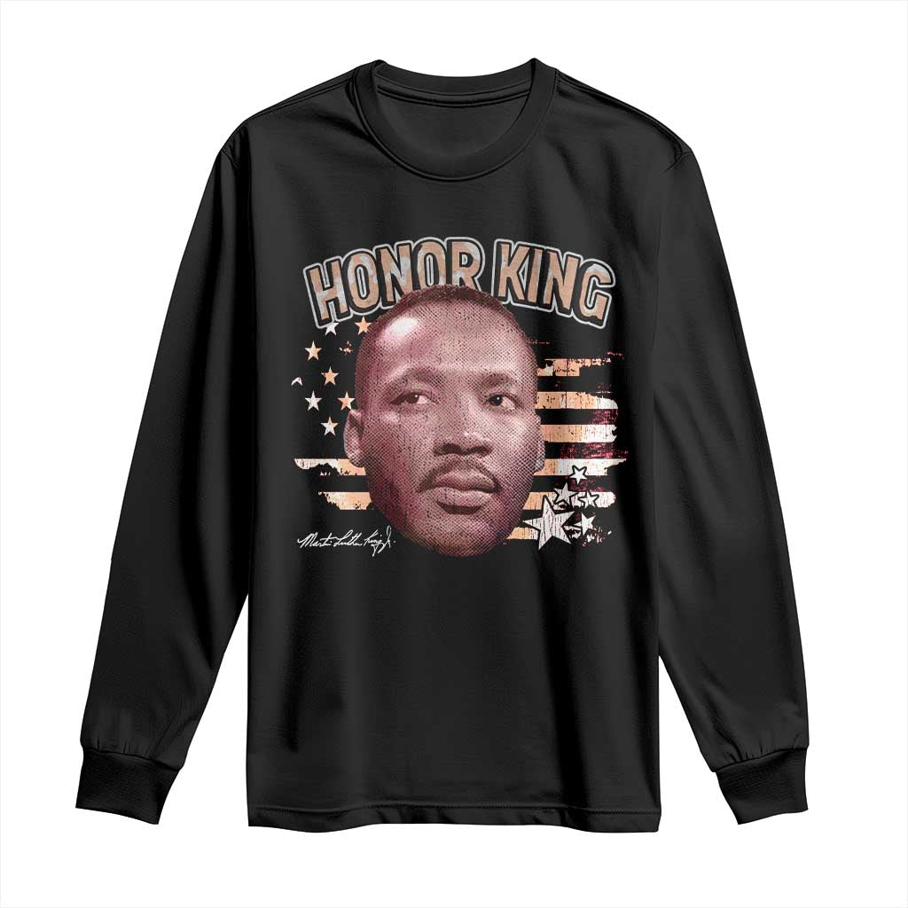 Martin Luther King Jr. Long Sleeve Shirt MLK Day Black History Month American Flag TS10 Black Print Your Wear