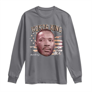 Martin Luther King Jr. Long Sleeve Shirt MLK Day Black History Month American Flag TS10 Charcoal Print Your Wear