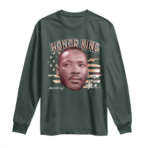 Martin Luther King Jr. Long Sleeve Shirt MLK Day Black History Month American Flag TS10 Dark Forest Green Print Your Wear