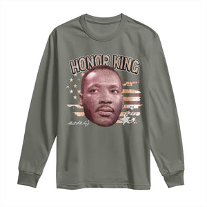 Martin Luther King Jr. Long Sleeve Shirt MLK Day Black History Month American Flag TS10 Military Green Print Your Wear