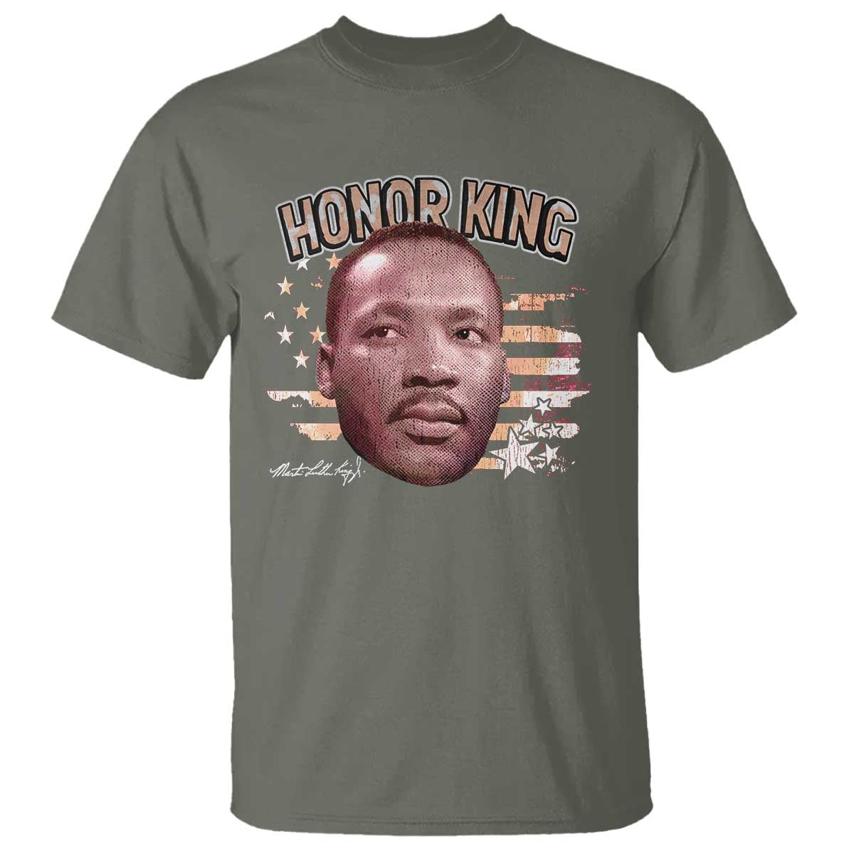 Martin Luther King Jr. T Shirt MLK Day Black History Month American Flag TS10 Military Green Print Your Wear