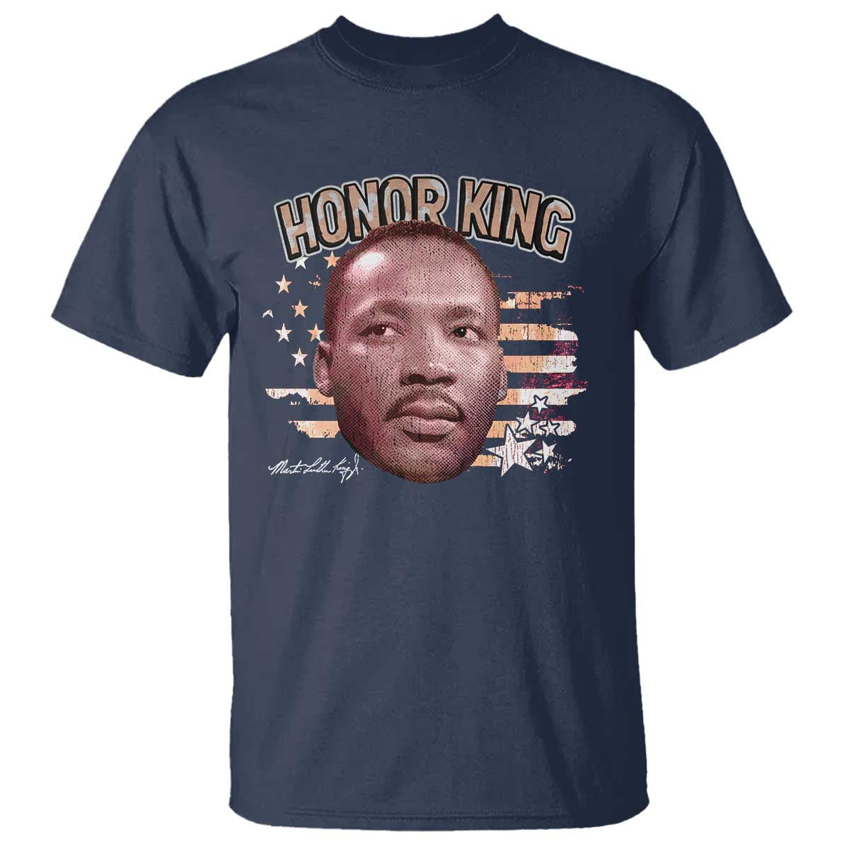 Martin Luther King Jr. T Shirt MLK Day Black History Month American Flag TS10 Navy Print Your Wear