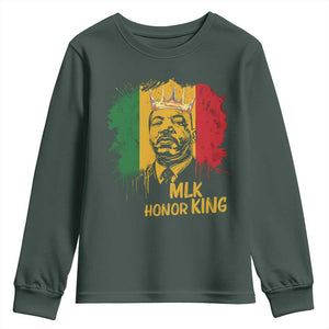 MLK Youth Sweatshirt Honor King Civil Rights Leader Black History Month TS10 Dark Forest Green Print Your Wear