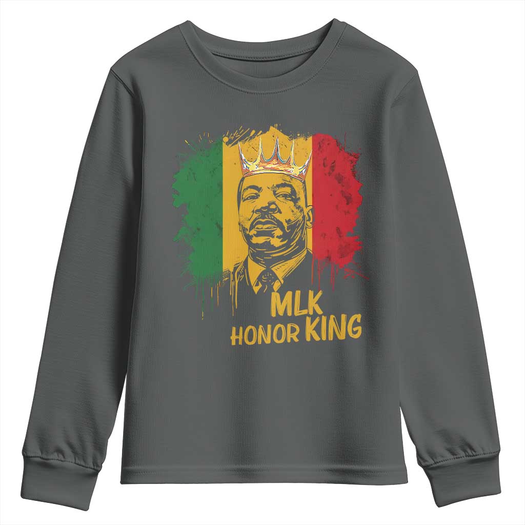 MLK Youth Sweatshirt Honor King Civil Rights Leader Black History Month TS10 Dark Heather Print Your Wear