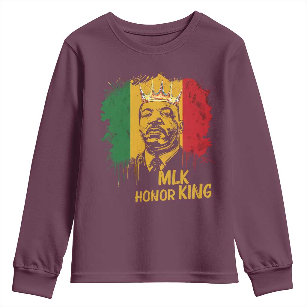MLK Youth Sweatshirt Honor King Civil Rights Leader Black History Month TS10 Maroon Print Your Wear