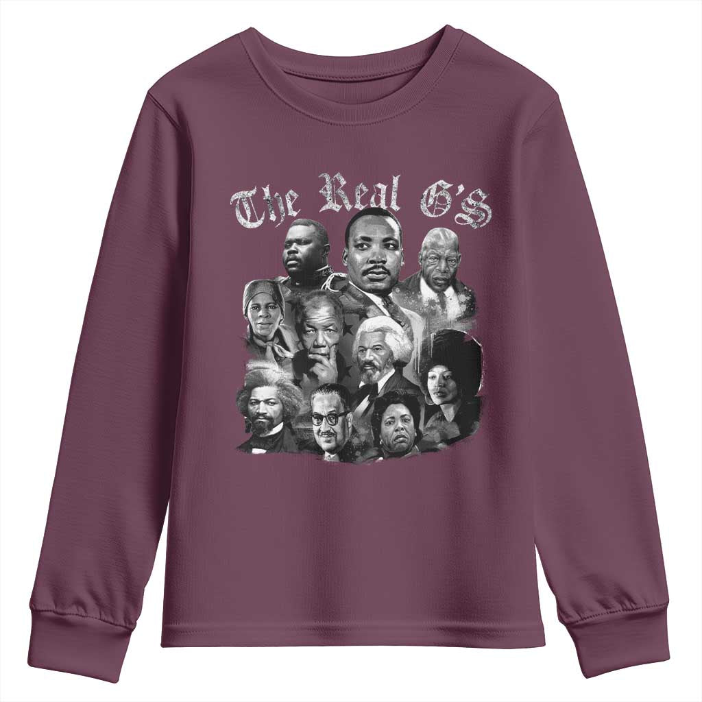 Civil Rights Legends Youth Sweatshirt The Real Gs Juneteenth Black History Month TS10 Maroon Print Your Wear