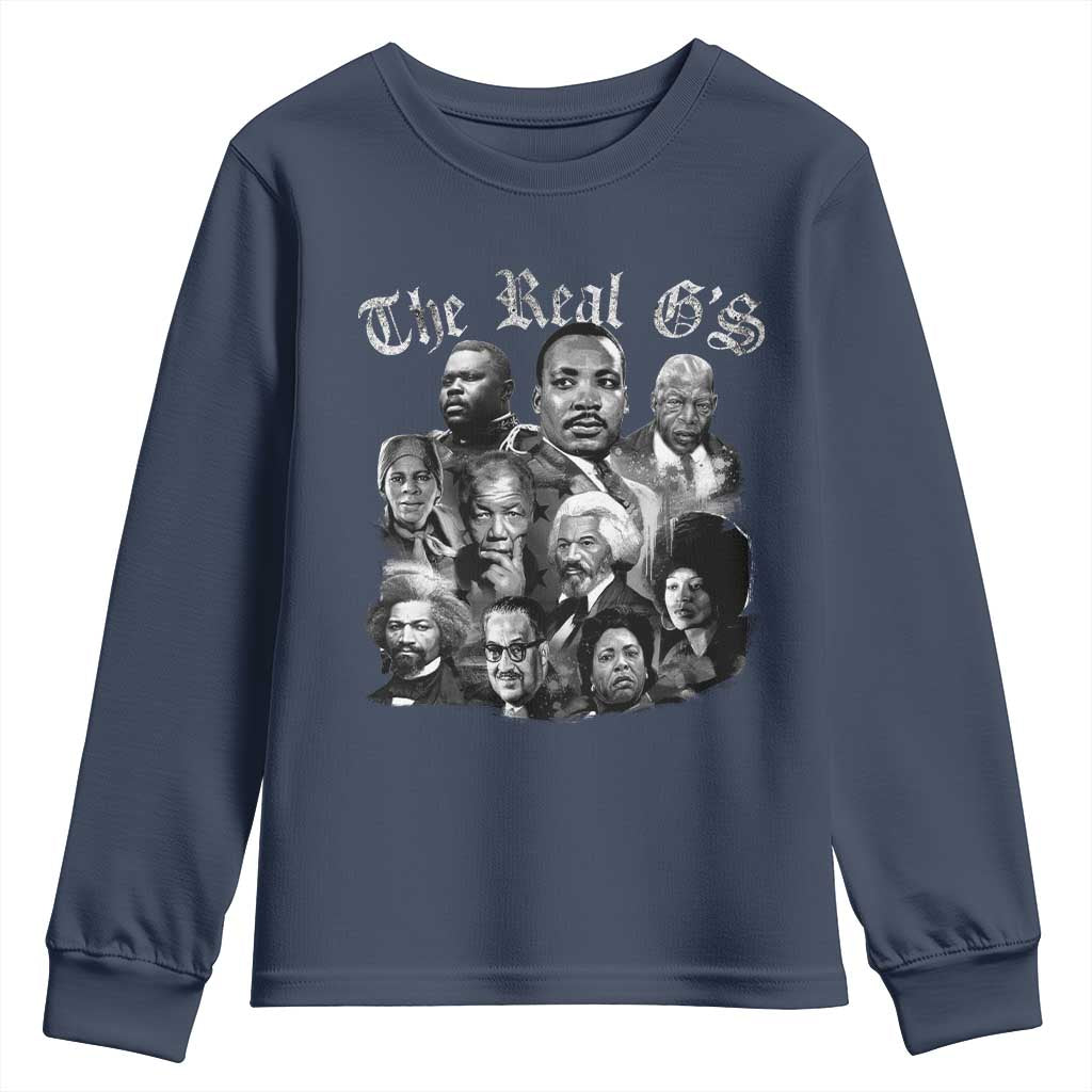 Civil Rights Legends Youth Sweatshirt The Real Gs Juneteenth Black History Month TS10 Navy Print Your Wear