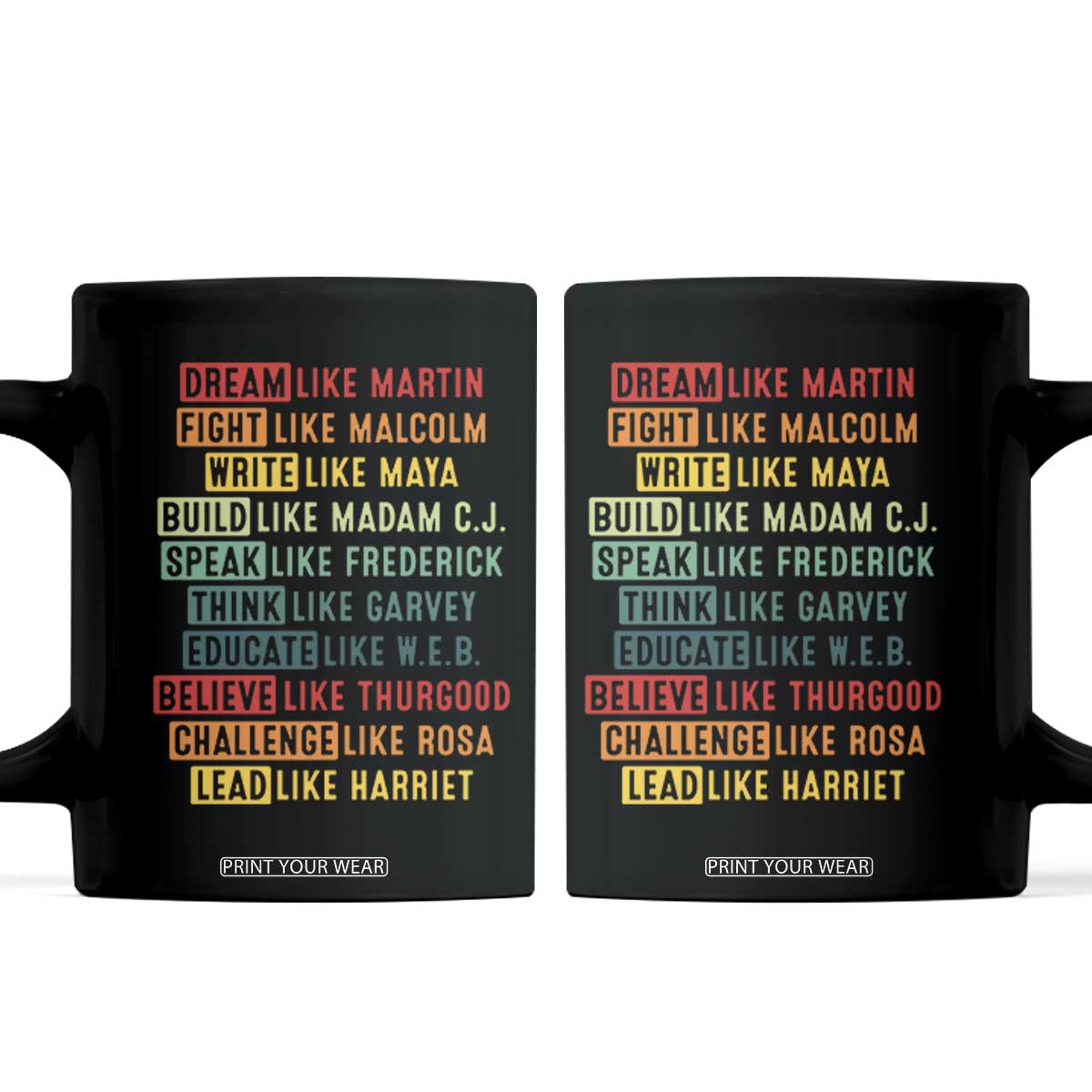 Black History Month Coffee Mug Retro Inspirational Leaders TS10 Black Print Your Wear