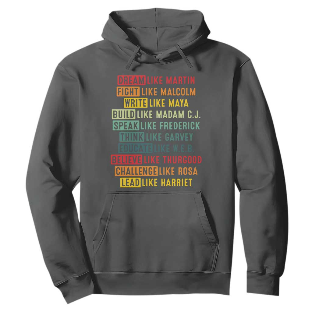 Black History Month Hoodie Retro Inspirational Leaders TS10 Dark Heather Print Your Wear