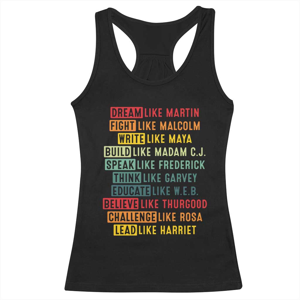 Black History Month Racerback Tank Top Retro Inspirational Leaders TS10 Black Print Your Wear