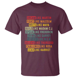 Black History Month T Shirt - Retro Inspirational Leaders Black Excellence Tee TS10 Maroon Print Your Wear