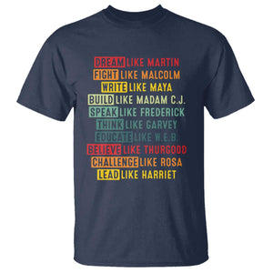 Black History Month T Shirt - Retro Inspirational Leaders Black Excellence Tee TS10 Navy Print Your Wear