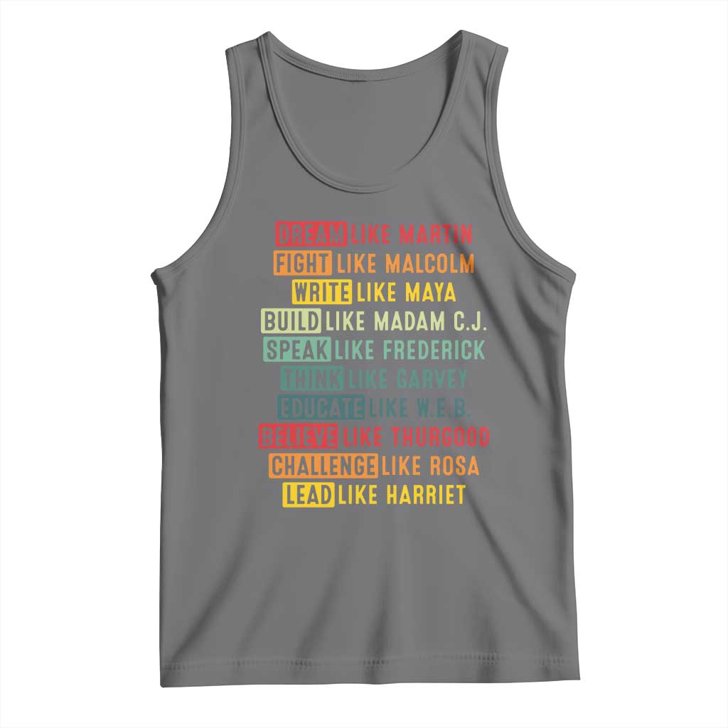 Black History Month Tank Top Retro Inspirational Leaders TS10 Black Heather Print Your Wear